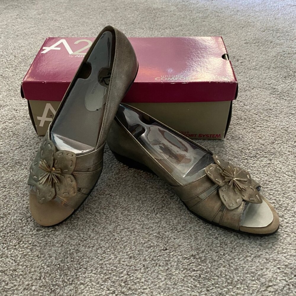 New in Box A2 Dark Silver Metallic Baccarat Flats - 8M